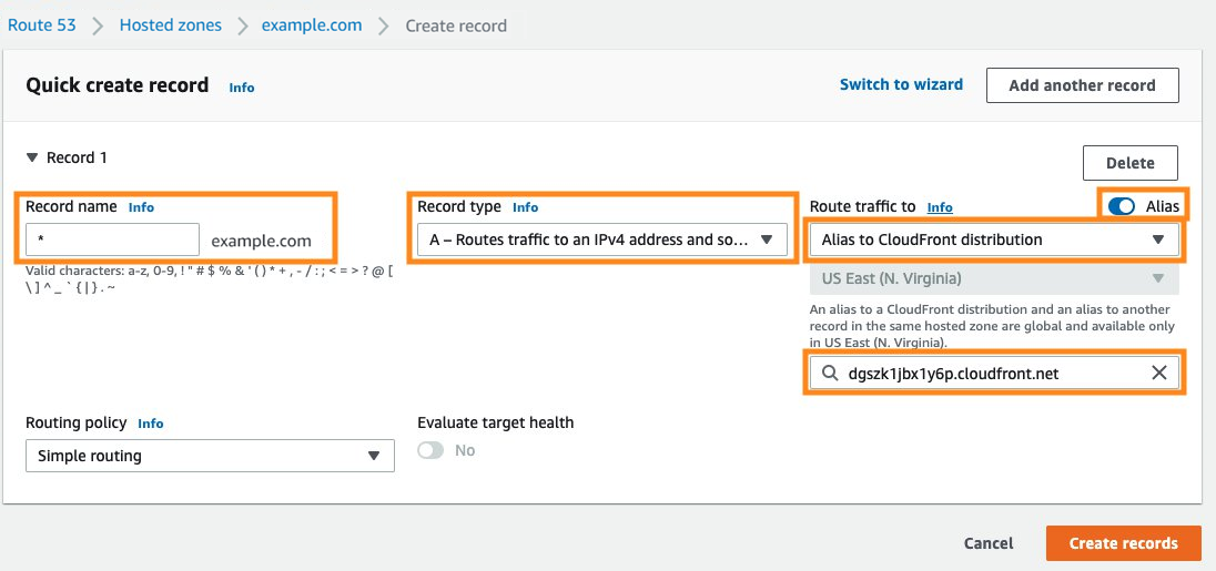 Defining a quick record in Route 53
