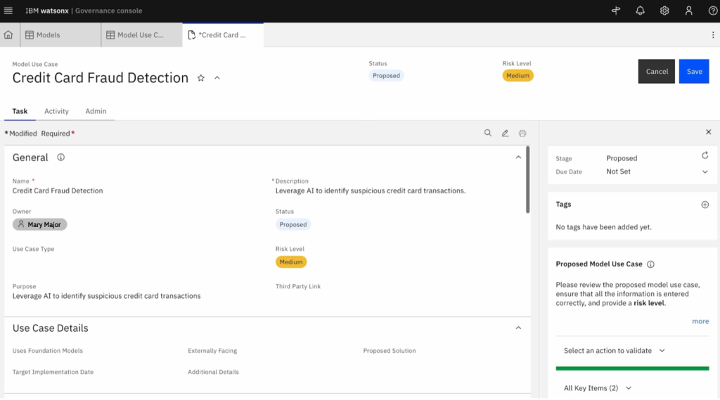 Create and evaluate potential new AI use-cases for your business with IBM watsonx.governance.