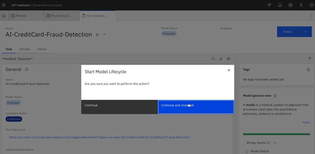 Use IBM watsonx.governance to submit model candidates for approval, prior to deployment on Amazon SageMaker.