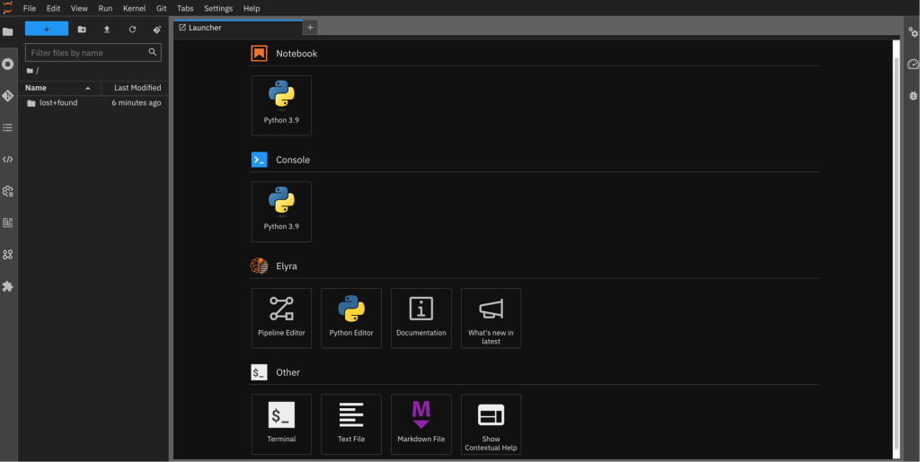 OpenShift AI workbench JupyterLab IDE.