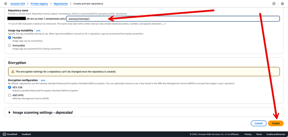Creating a private ECR repository