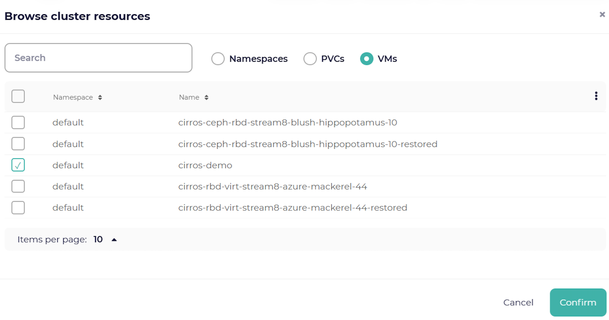 CloudCasa console displaying cluster resources