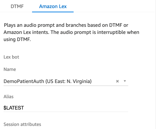 Example of Amazon Connect contact flow with Amazon Lex