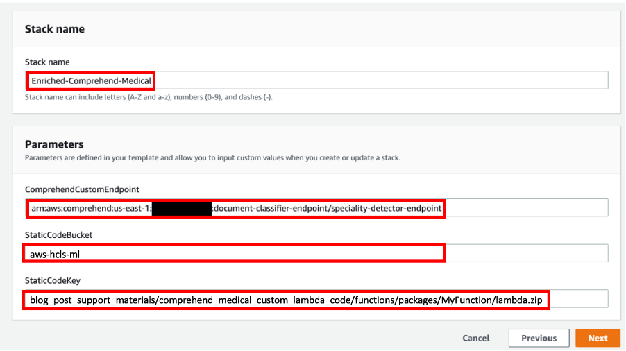 Enter the Amazon Comprehend Custom Endpoint you created