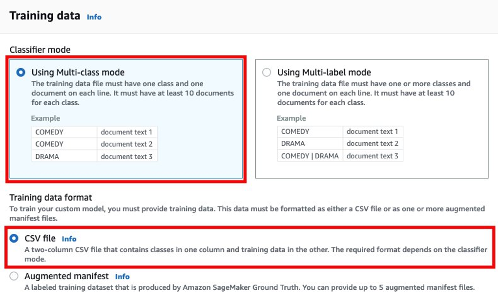 Select Multi-class mode