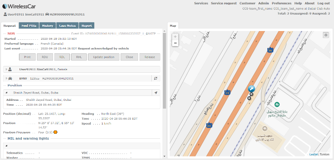 platform call center UI wirelesscar