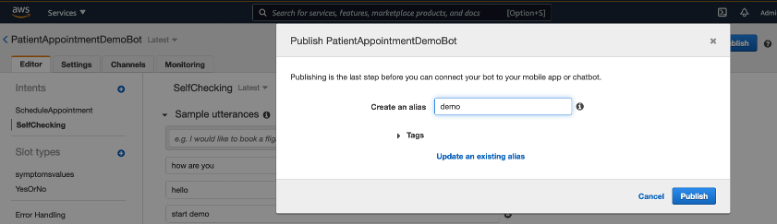 Step 1 Create an Amazon Lex V1 Bot