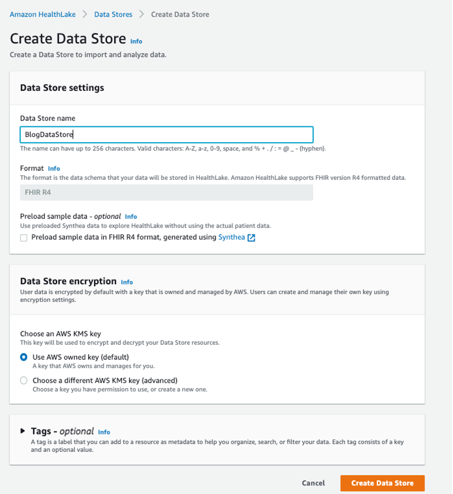 Create data store