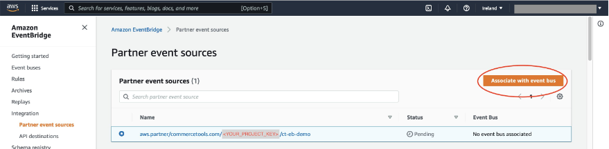 , choose “Partner event sources” in the navigation pane