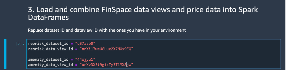 Figure 7: Dataset ID and Dataview ID are used to select the specific view on the dataset to be used