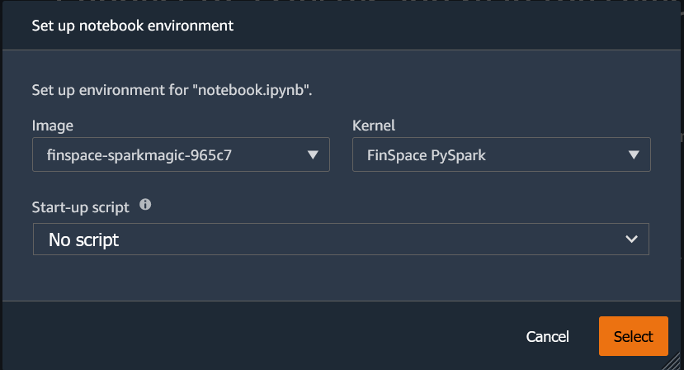 Figure 7: Select FinSpace kernel