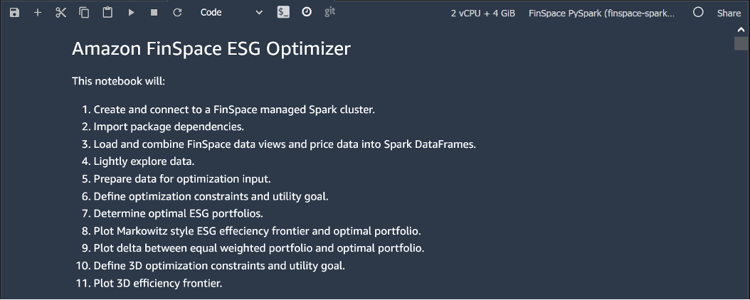 Figure 8: This is the list of sections composing the ESG portfolio analysis