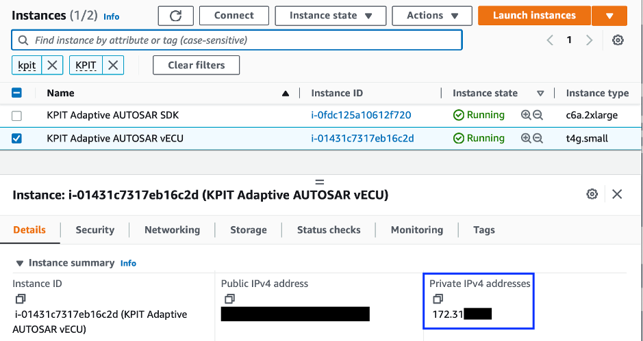 Private IP Address of the Adaptive AUTOSAR vECU