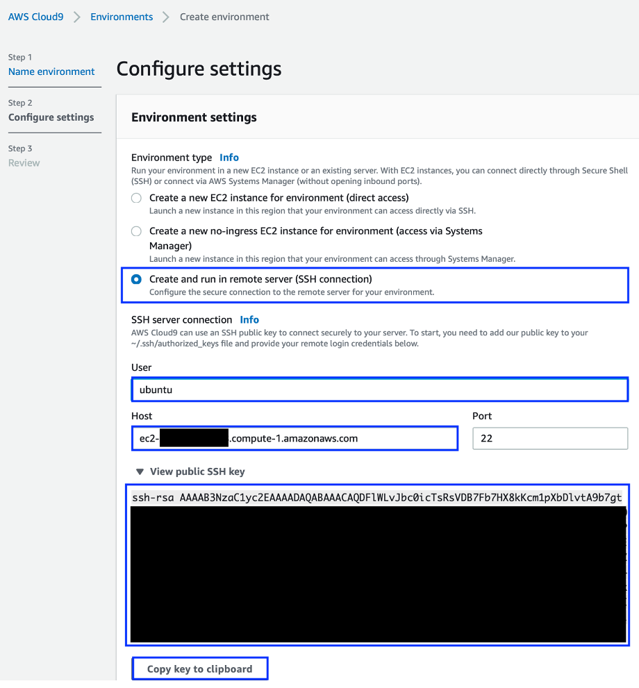 Cloud9 SSH Environment Setup