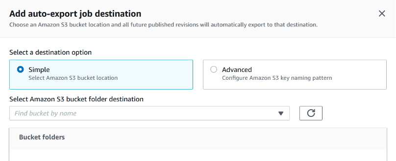 Figure 14: First part of the configuration of auto-export job destination