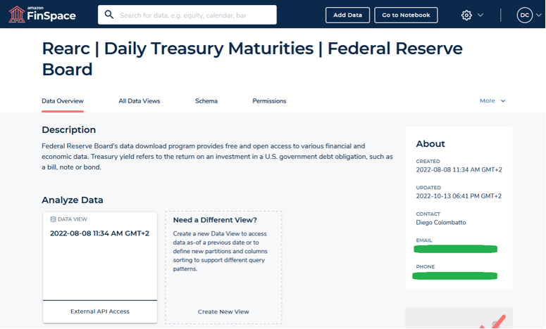 Figure 18: Rearc dataset is available on FinSpace