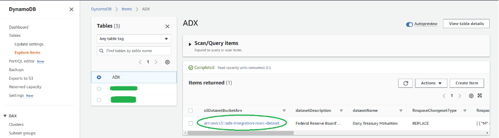 Figure 20: Select the item highlighted to view/edit Rearc Daily Treasury Maturities metadata.