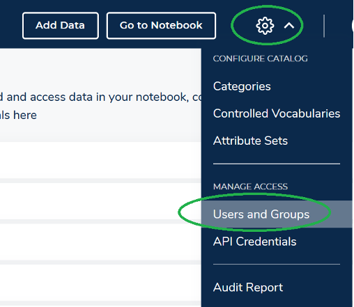 Figure 6: Figure showing how to select “Users and Groups” menu item