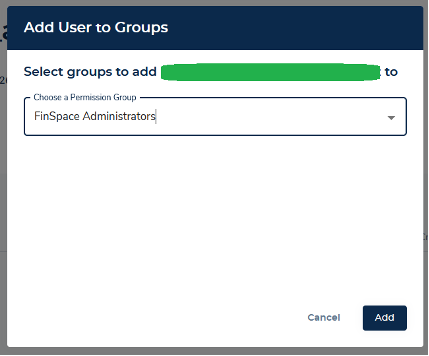 Figure 9: FinSpace user, used by the integration, is added to FinSpace Administrators Group