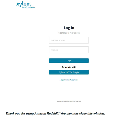 Xylem login window