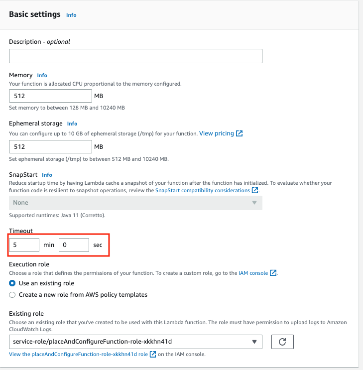 Figure 5 - Update configuration of Lambda function