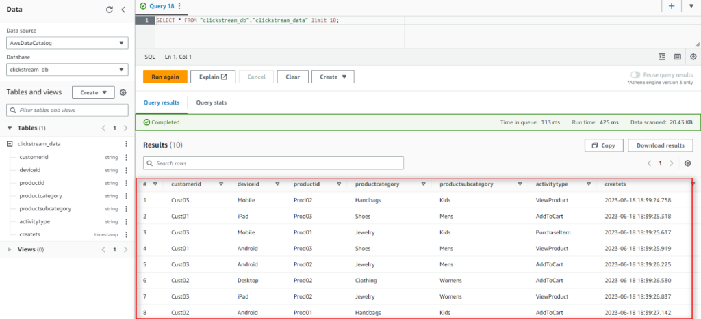 Figure 21 – Examine data