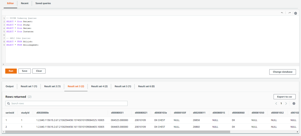 Figure 2 – Query the database to verify data is properly ingested