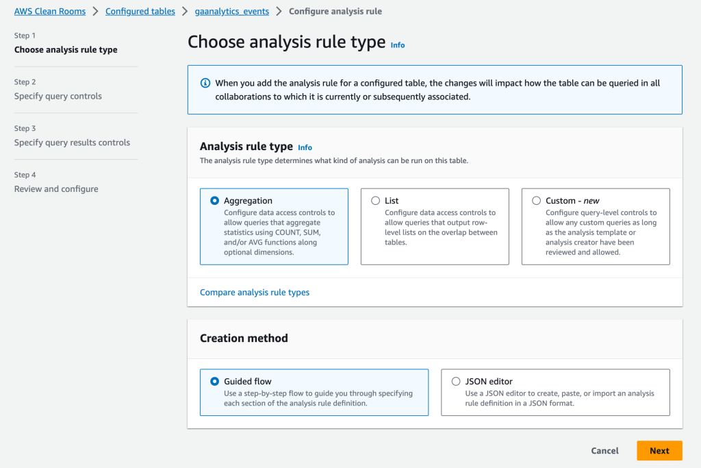 Figure 14 Select the analysis rule type