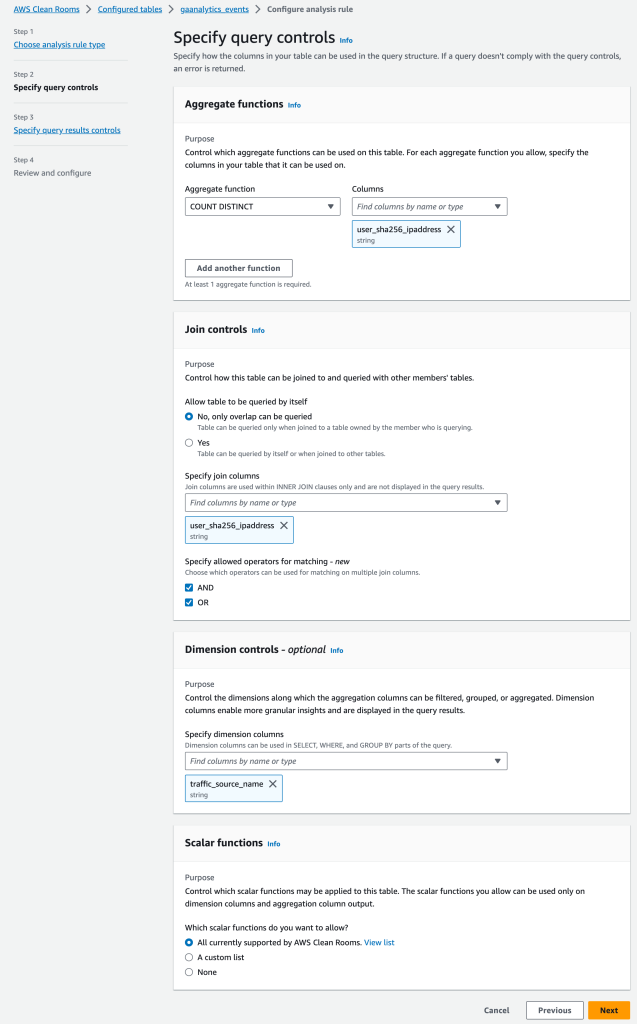 Figure 15 Specify your query controls