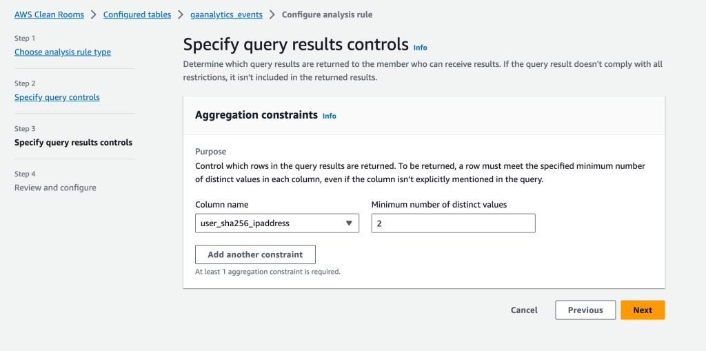 Figure 16 Specify query controls