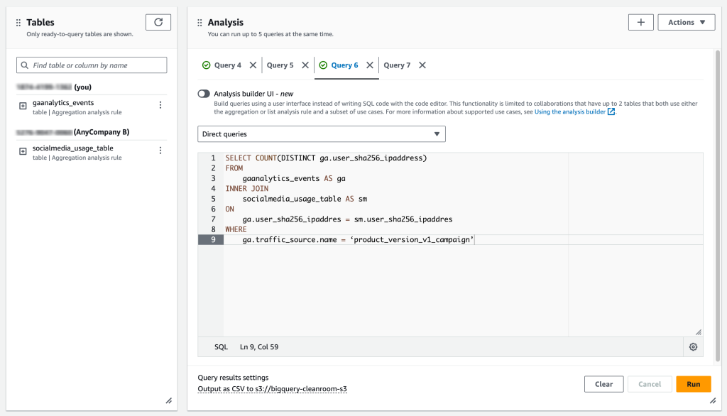 Figure 25 Running a JOIN query across configured tables