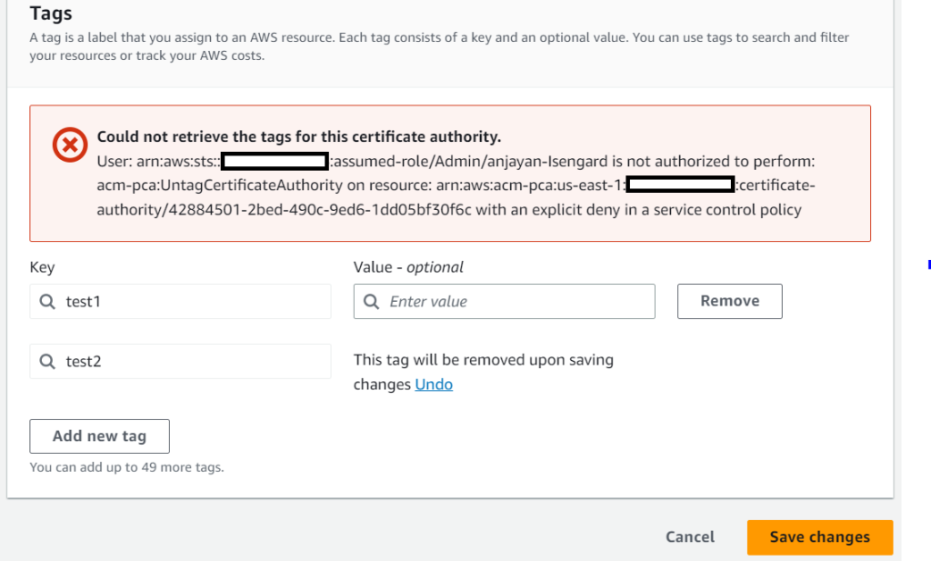 Figure 5 Untag operation forbidden by SCP