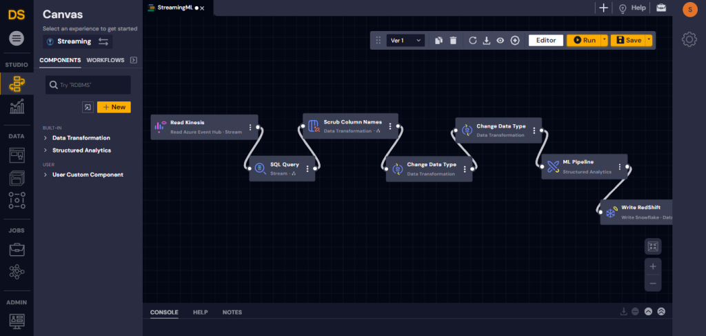 Figure 6 Predict streaming data with pretrained ML models