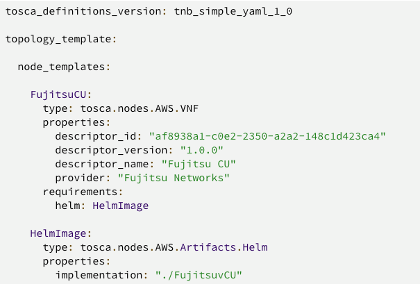 Figure 6 Fujitsu CU network function descriptor