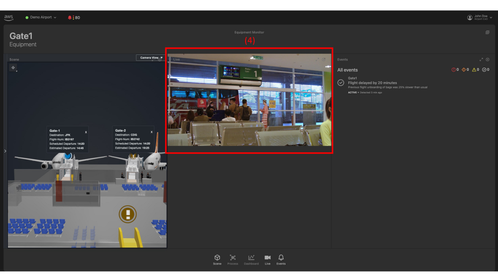 Demo 2 - Airport digital twin gate view with live video