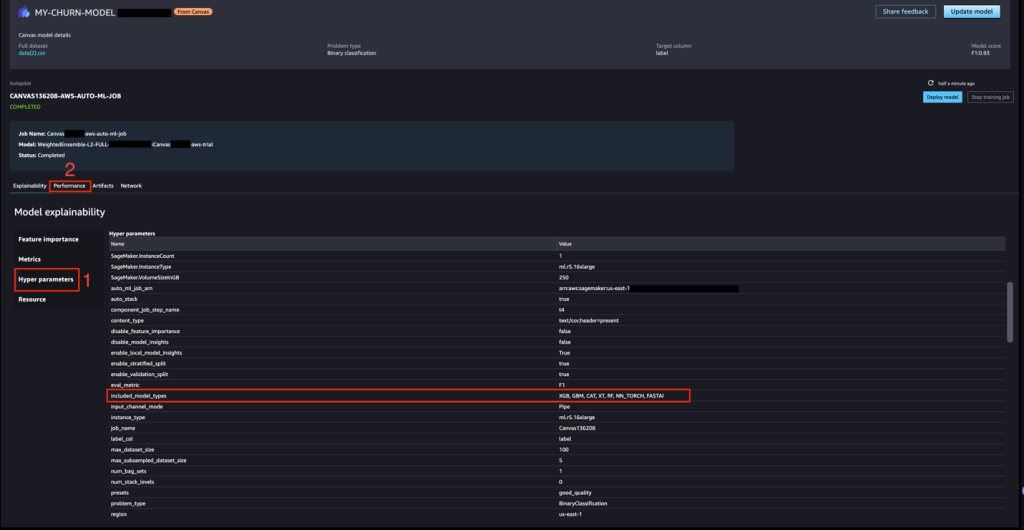 Investigating the hyperparameters of the SageMaker Autopilot AutoML job