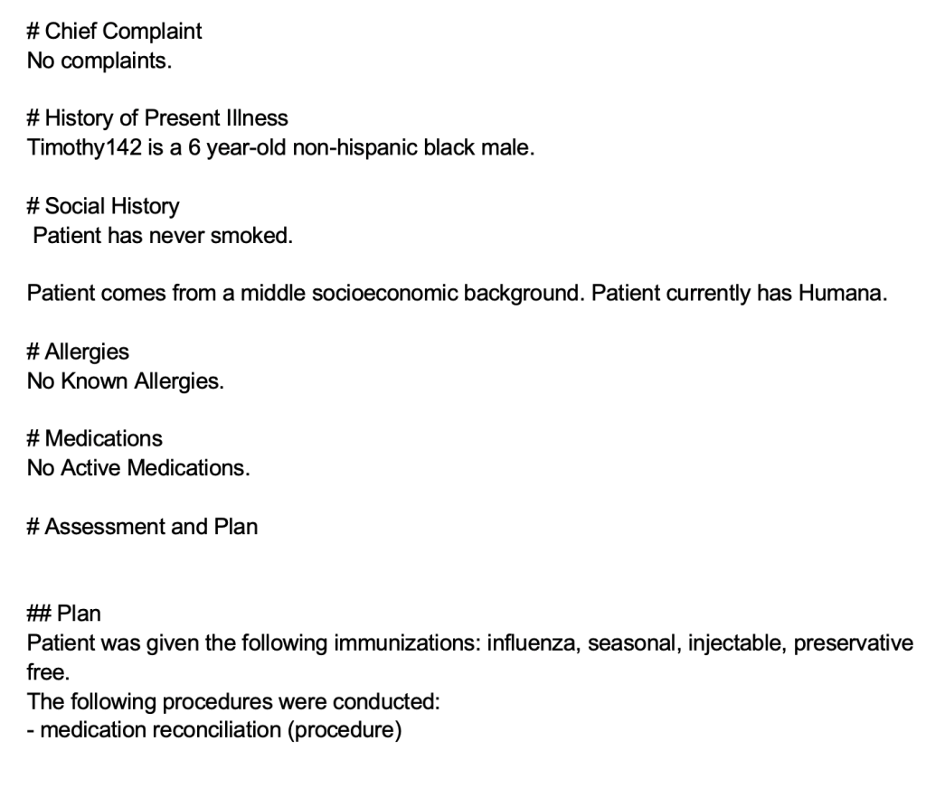 Mock Clinical Notes for Testing