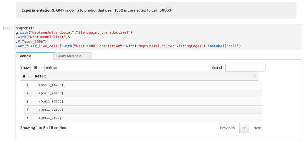 a different query to predict the cell that is not already connected and that a given user connects