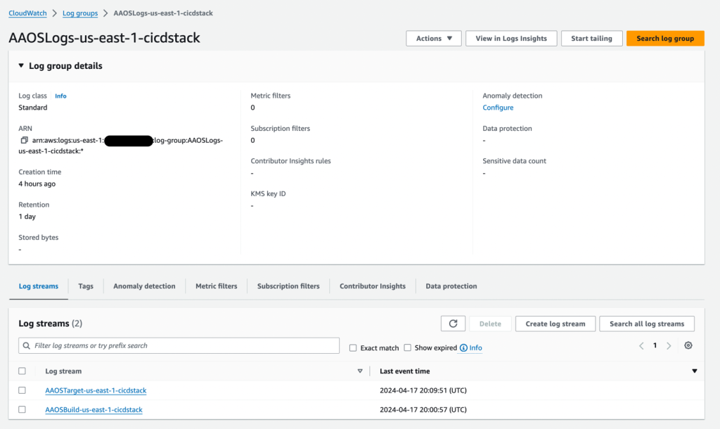 Figure 10 – Check Status of Solution Deployment in Amazon CloudWatch Logs