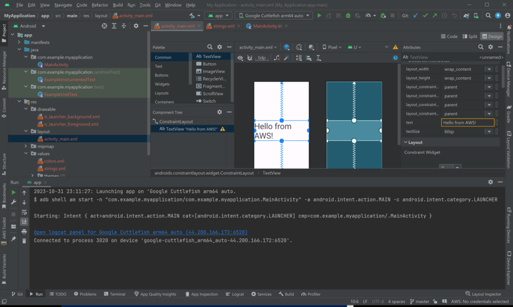 Figure 16 – Developing a Basic Application for your AAOS Device in Android Studio