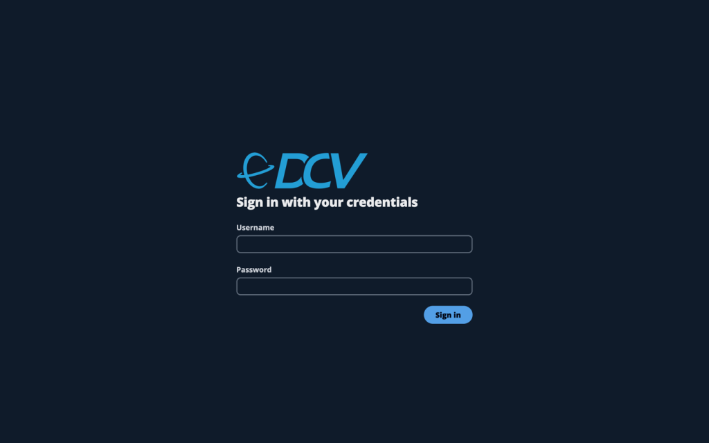 Figure 4: DCV Login Page in Web Browser