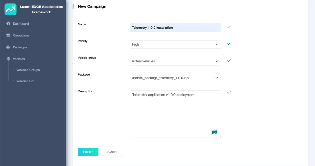 Figure 4 Applications Management Web Portal — New Campaign