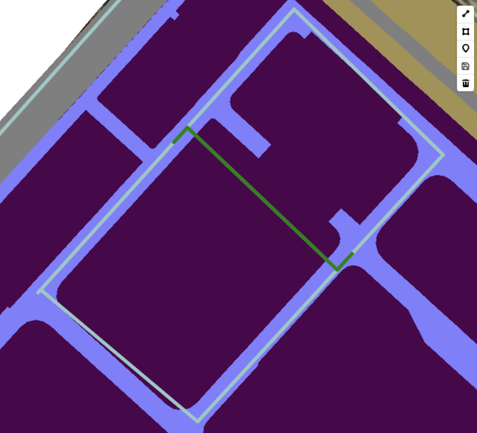 Figure 13. Calculated route – short path
