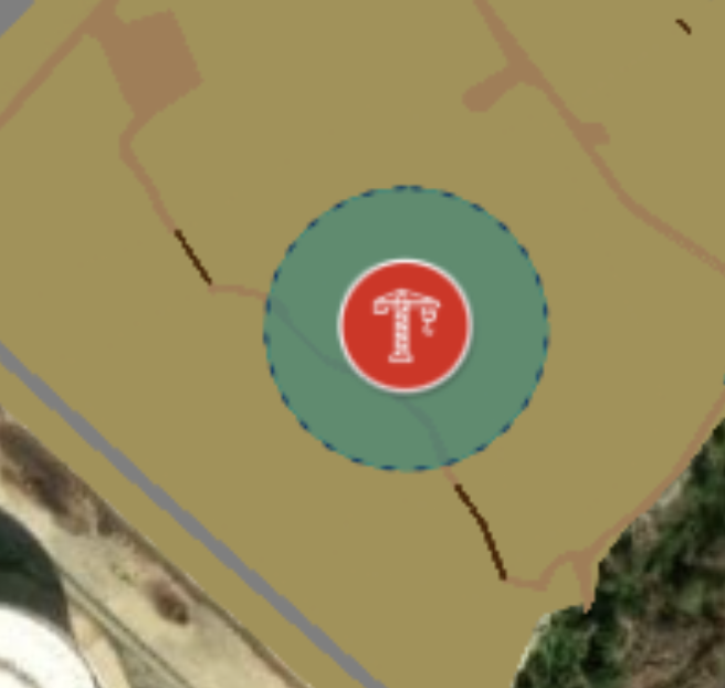 Figure 16. Dynamic geofence around a heavy machinery