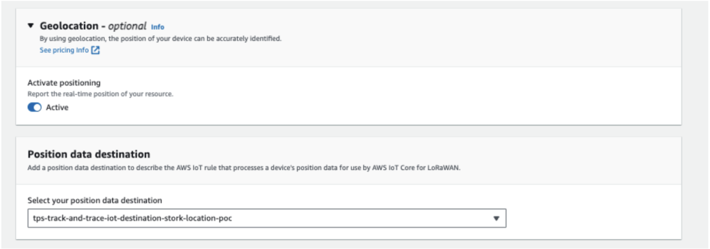 Figure 7. AWS IoT Core destination