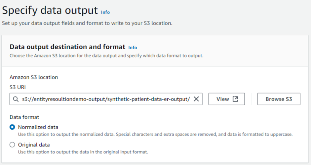 Figure 16 – AWS Entity Resolution create matching workflow, output configuration