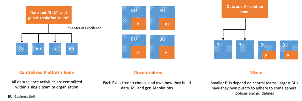 Figure 1 - Alternative organizational models or AL/ML adoption