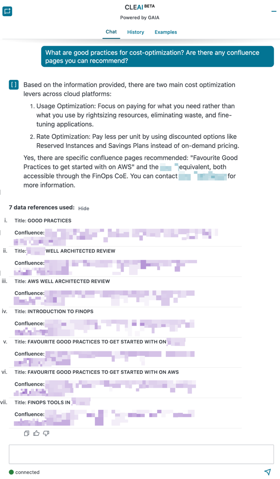 Figure 5. Example best practice recommendation based on integrated data sources