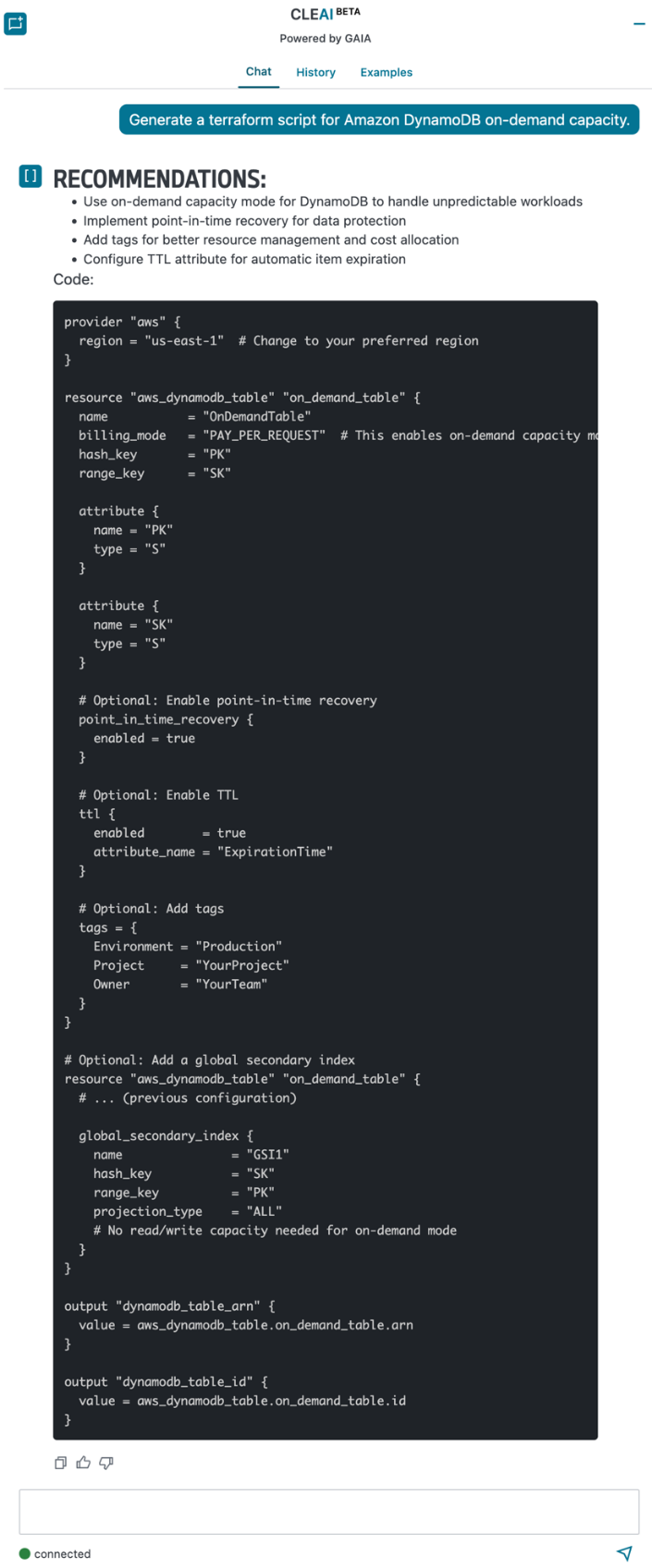 Figure 6. Example Terraform Infrastructure as Code generation