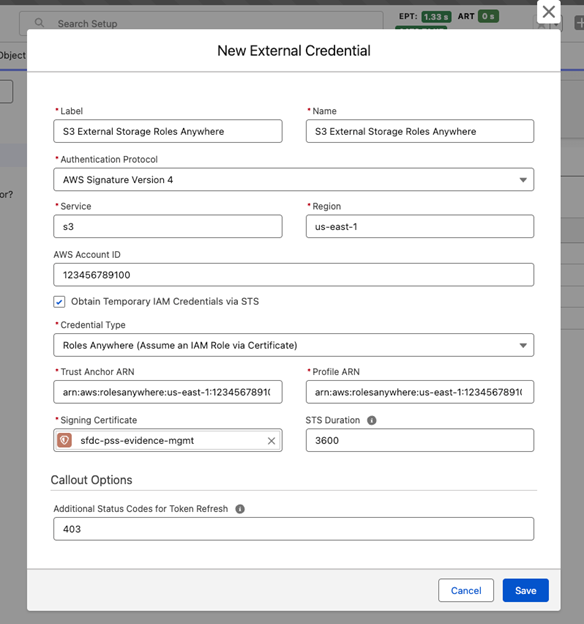 Figure 7 New External Credential screen